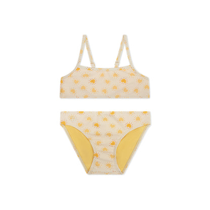 Bikini with sun pattern on a white background