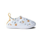 White water shoes with animal and jungle pattern on a white background