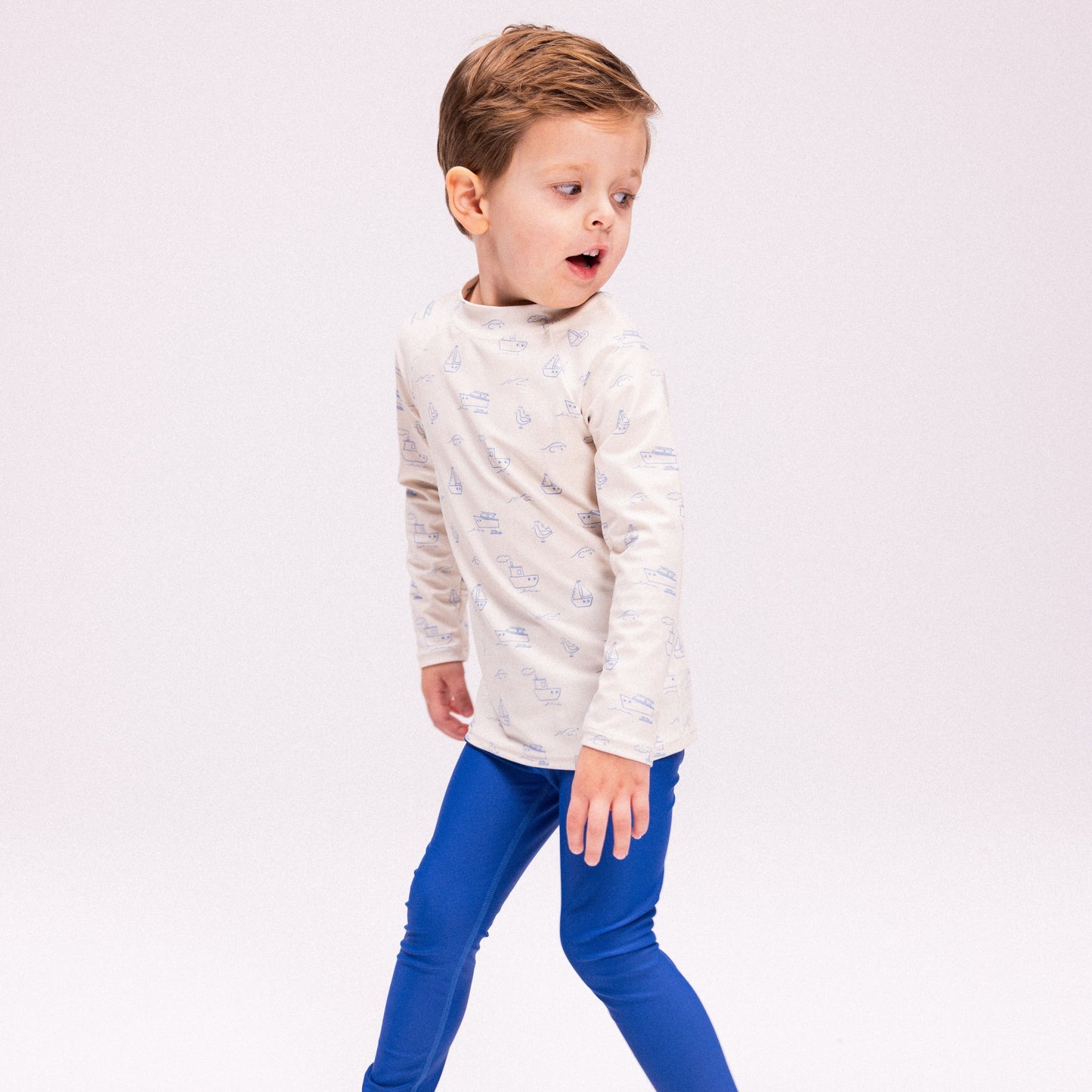 UV Swim Shirt Long Sleeves - Beige/Blue - Seas The Day