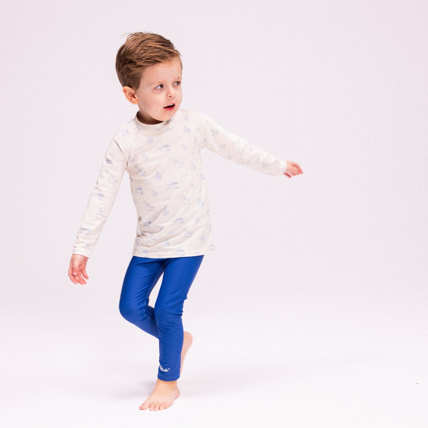 UV Swim Shirt Long Sleeves - Beige/Blue - Seas The Day