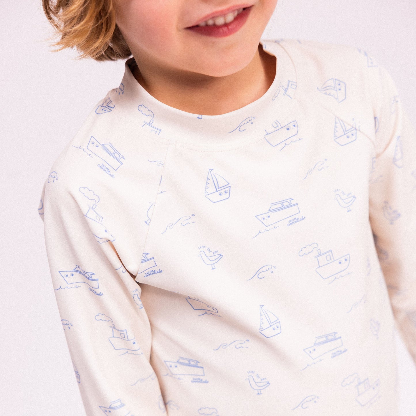 UV Swim Shirt Long Sleeves - Beige/Blue - Seas The Day