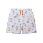 Children's swimshorts with jungle pattern on a white background