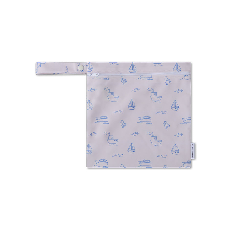 Little pouch with a boat pattern on a white background