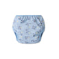 Blue swim diaper with seagull pattern on a white background