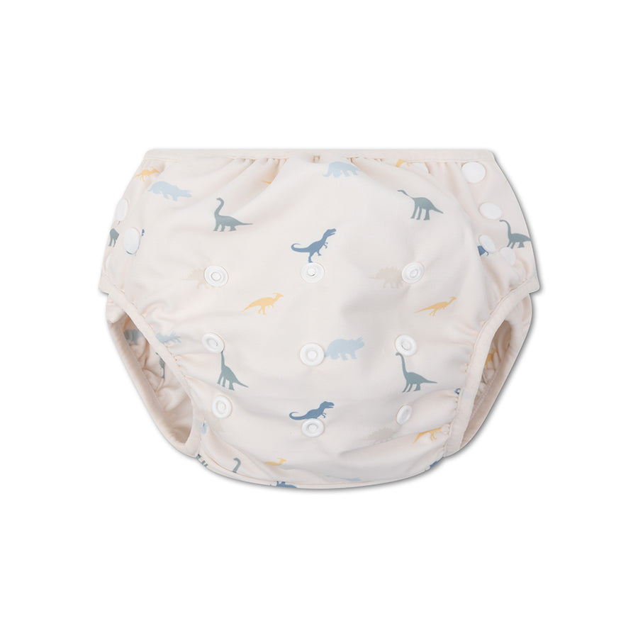 Swim diaper with dinosaur pattern on a white background