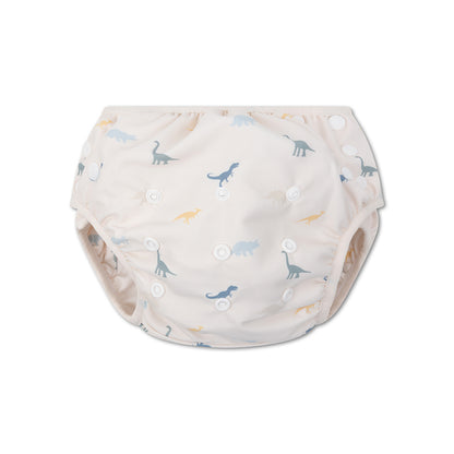 Swim diaper with dinosaur pattern on a white background