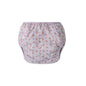 Floral-patterned swim diaper on a white background
