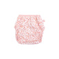 Pink swim diaper with leopard pattern on a white background