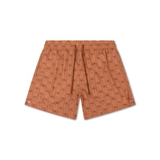 Swim Shorts - Brown - Palm Stripe - Adult