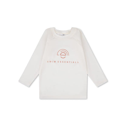 White long-sleeve shirt with 'Swim Essentials' logo on a white background