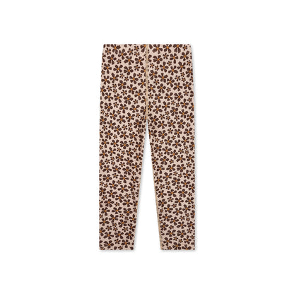 UV Legging with brown and orange wild flower pattern on a white background