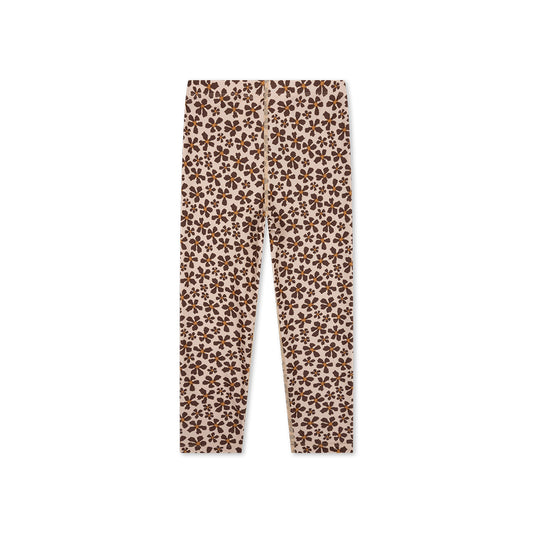 UV Legging with brown and orange wild flower pattern on a white background
