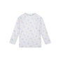 White Swim Essentials long-sleeve shirt with blue boat patterns on a white background