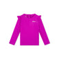 Purple  Swim Essentials  long-sleeve shirt with ruffled shoulders on a white background