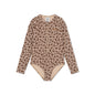 Floral swimsuit Wild Flower with brown floral pattern on a white background