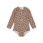 Floral patterned Wild Flower children swimsuit on a white background
